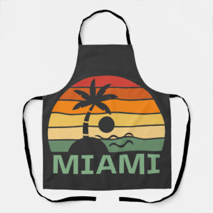 Miami Florida Vintage Palm Trees Summer Beach Apron