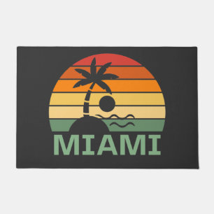 Miami Florida Vintage Palm Trees Summer Beach Doormat