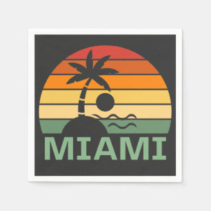 Miami Florida Vintage Palm Trees Summer Beach Napkin