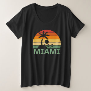 Miami Florida Vintage Palm Trees Summer Beach Plus Size T-Shirt