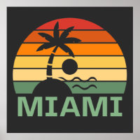 Miami Florida Vintage Palm Trees Summer Beach