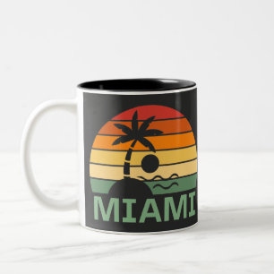 Miami Florida Vintage Palm Trees Summer Beach Two-Tone Coffee Mug