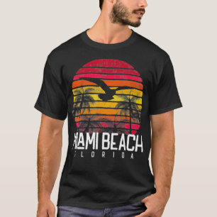 Miami Florida Vintage Retro Beach Palm Tree Surf S T-Shirt