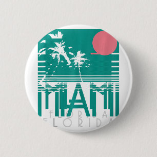 Miami Florida Vintage Retro Palm Trees Beach Summe 6 Cm Round Badge