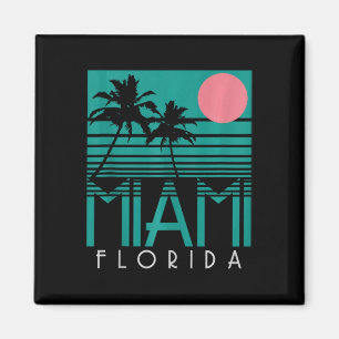 Miami Florida Vintage Retro Palm Trees Beach Summe Magnet
