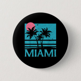 Miami Florida Vintage Retro Palm Trees Funny Beach 6 Cm Round Badge