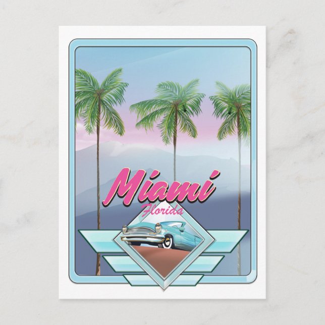 Miami Florida Vintage travel poster Postcard (Front)