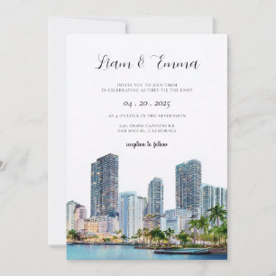 Miami Florida Watercolor Palm Beach  Invitation
