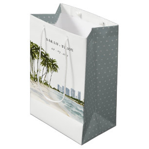Miami Florida Watercolor Palm Landscape Wedding Medium Gift Bag