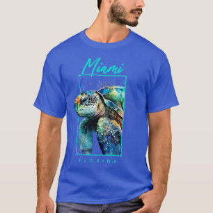 Miami Florida Watercolor Sea Turtle Portrait T-Shirt