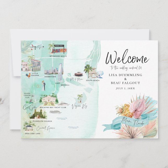 Miami Florida | Wedding Weekend Itinerary Map (Front)