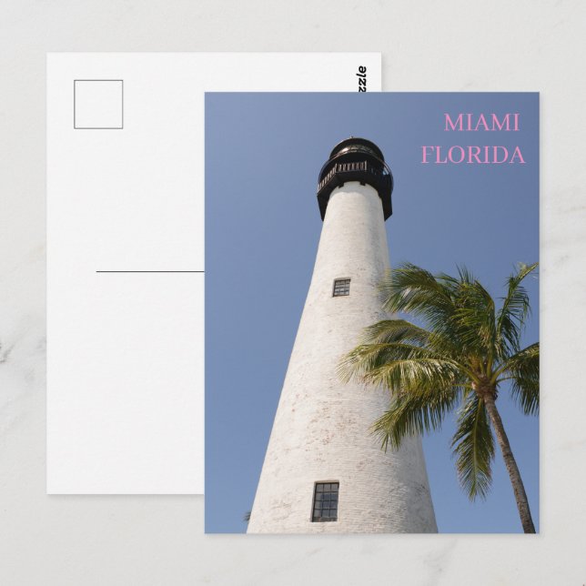 Miami Florida White Cape Florida Lighthouse Postcard (Front/Back)