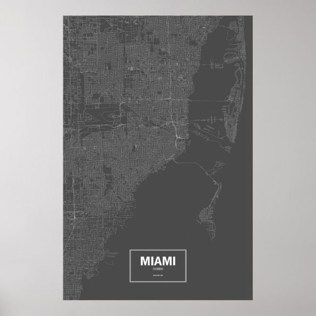 Miami, Florida (white on black) Poster (Front)