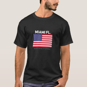 Miami Florida with USA Flag Novelty Graphic Cool D T-Shirt