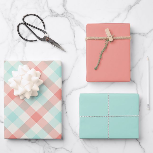 Miami Gingham Wrapping Paper Sheet (Front)