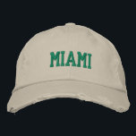 MIAMI Green Embroidery Vintage Style Embroidered Hat<br><div class="desc">MIAMI Green Embroidered vintage style distressed beige cotton hat. Makes a wonderful gift for anybody who loves Miami FL! If you would prefer to have your personal text then simply select "Personalise this template" details button to enter your choice of custom text. Embroidery is also customisable to other colour choices...</div>