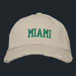 MIAMI Green Embroidery Vintage Style Embroidered Hat<br><div class="desc">MIAMI Green Embroidered vintage style distressed beige cotton hat. Makes a wonderful gift for anybody who loves Miami FL! If you would prefer to have your personal text then simply select "Personalise this template" details button to enter your choice of custom text. Embroidery is also customisable to other colour choices...</div>