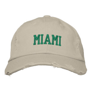 MIAMI Green Embroidery Vintage Style Embroidered Hat