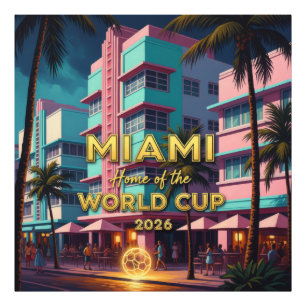 Miami Home  World Cup 2026 ArtDeco Soccer Night Photo Print