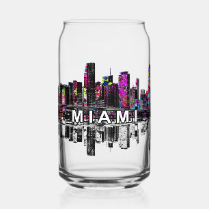 Miami in graffiti with monogram  can glass