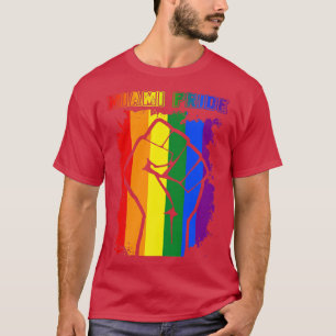 Miami LGBT Pride Month LGBTQ Rainbow Flag For Gay T-Shirt