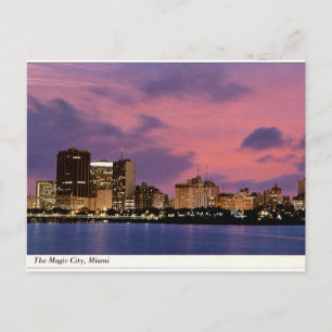 Miami Magic City Vintage Dusk Skyline View Postcard