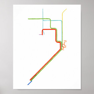 Miami Metrorail Map Art Poster