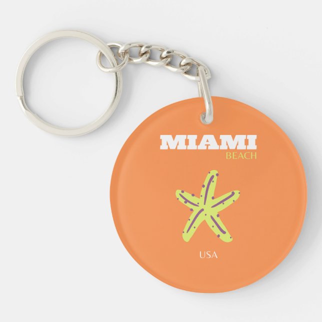 Miami, Miami Beach, Florida, Preppy, Orange Key Ring (Front)