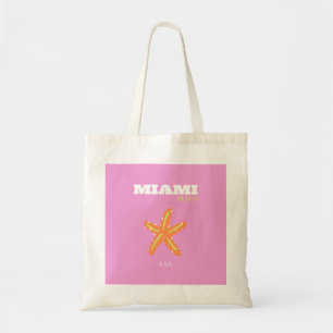Miami, Miami Beach, Florida, Preppy, Pink, Orange Tote Bag
