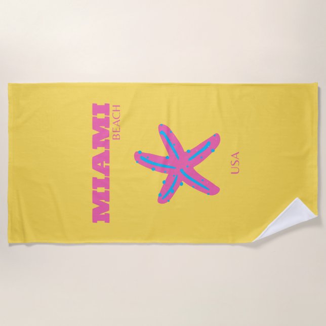 Miami, Miami Beach, Travel Art Beach Towel (Front)