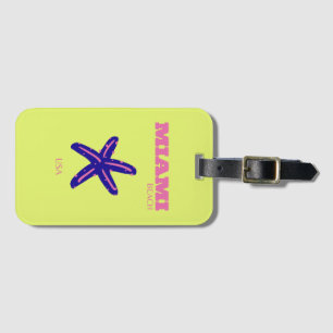Miami, Miami Beach, Travel Art, Preppy Luggage Tag