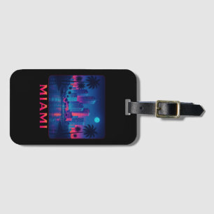 Miami Moonrise - Neon Skyline Luggage Tag