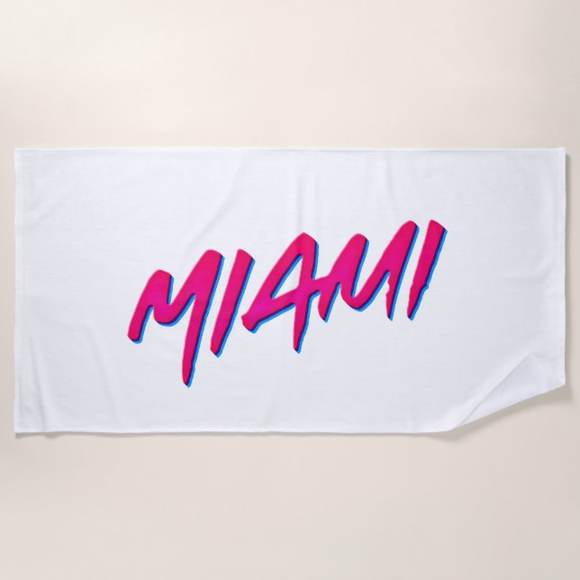 Miami Neon Colours New Retro Style Minimalism Beach Towel (Front)