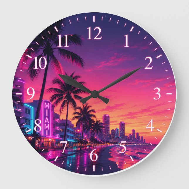 Miami Neon Sunset Clock Face (Front)