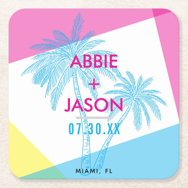 Miami Nights Square Paper Coaster (Front)