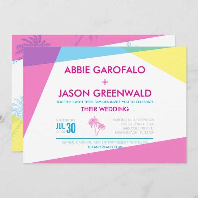 Miami Nights Wedding Invitation (Front/Back)