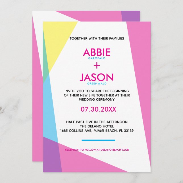 Miami Nights Wedding Invitation (Front/Back)