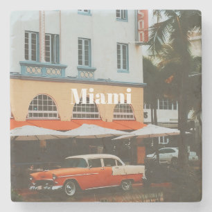 Miami Ocean Drive Travel Souvenir Stone Coaster
