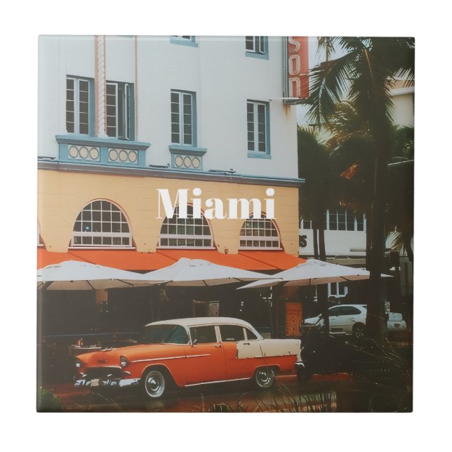 Miami Ocean Drive  Travel Souvenir Tile (Front)