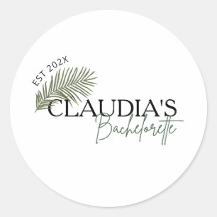Miami Palm Custom Name Bride Bachelorette Party Classic Round Sticker