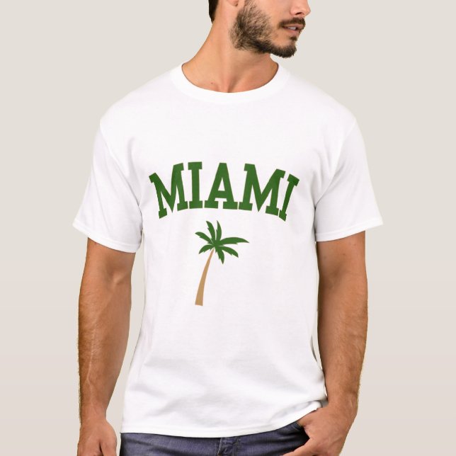 Miami Palm Tree Retro Typography Design T-Shirt (Front)