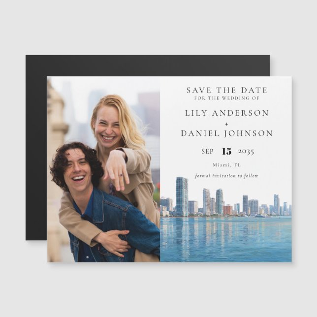 Miami Photo Wedding Save The Date Magnetic Invitation (Front/Back)