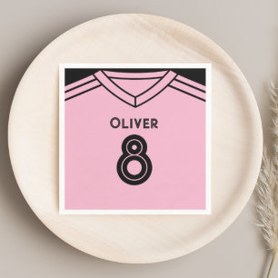 Miami Pink and Black Soccer Birthday Party Napkin