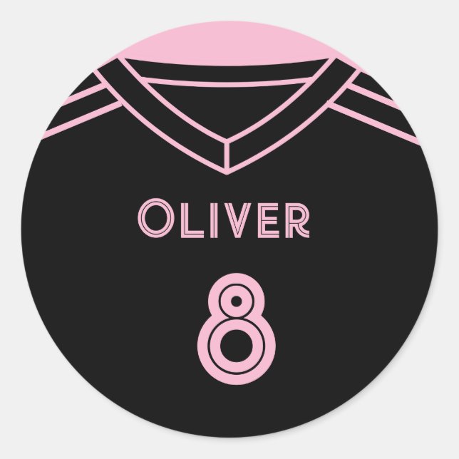 Miami Pink and Black Soccer Party Birthday  Classic Round Sticker (Front)