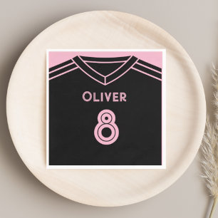 Miami Pink and Black Soccer Party Birthday Napkin