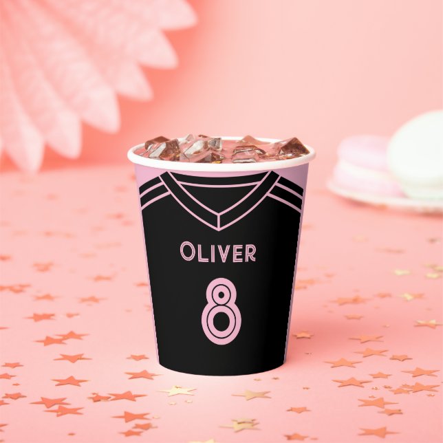 Miami Pink and Black Soccer Party Birthday  Paper Cups (Insitu)