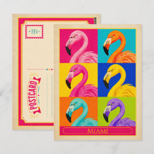 Miami Postcard Florida Flamingo Vintage Pop Art