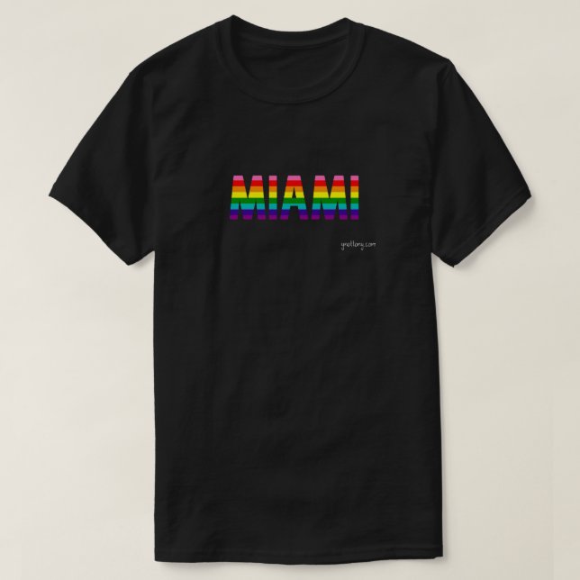 Miami Pride T-Shirt | Rainbow Flag (Design Front)
