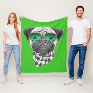 Miami Pug Fleece Blanket