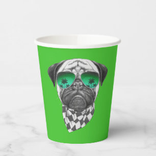 Miami Pug Paper Cups